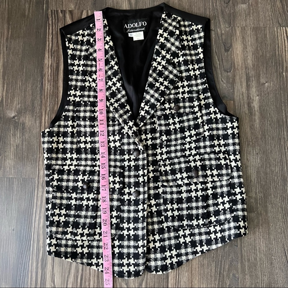 Adolfo International Vintage Wool Black and White Geometric Vest - Picture 12 of 15